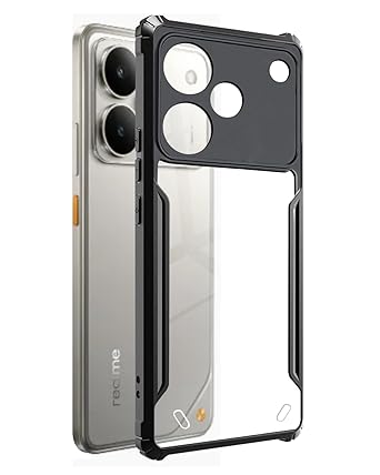 Realme P4 Back Cover | Transparent Crystal Clear Hard PC Back Case with TPU Bumper, Drop Protection Case Cover for Realme P4