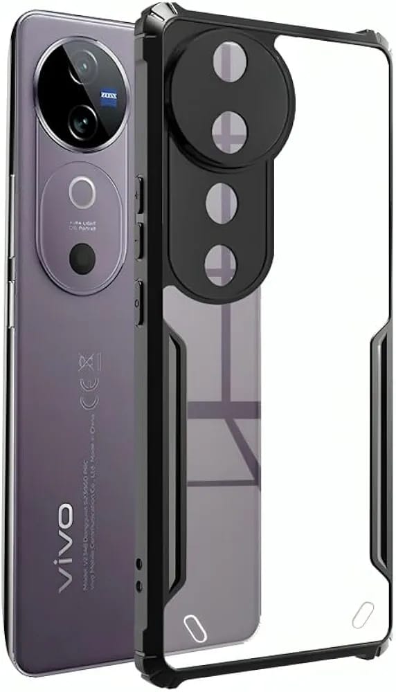 Vivo V40 5G / V40 Pro 5G / T3 Ultra 5G Back Cover | Transparent Crystal Clear Hard PC Back Case with TPU Bumper, Drop Protection Case Cover for Vivo V40 5G / V40 Pro 5G / T3 Ultra 5G