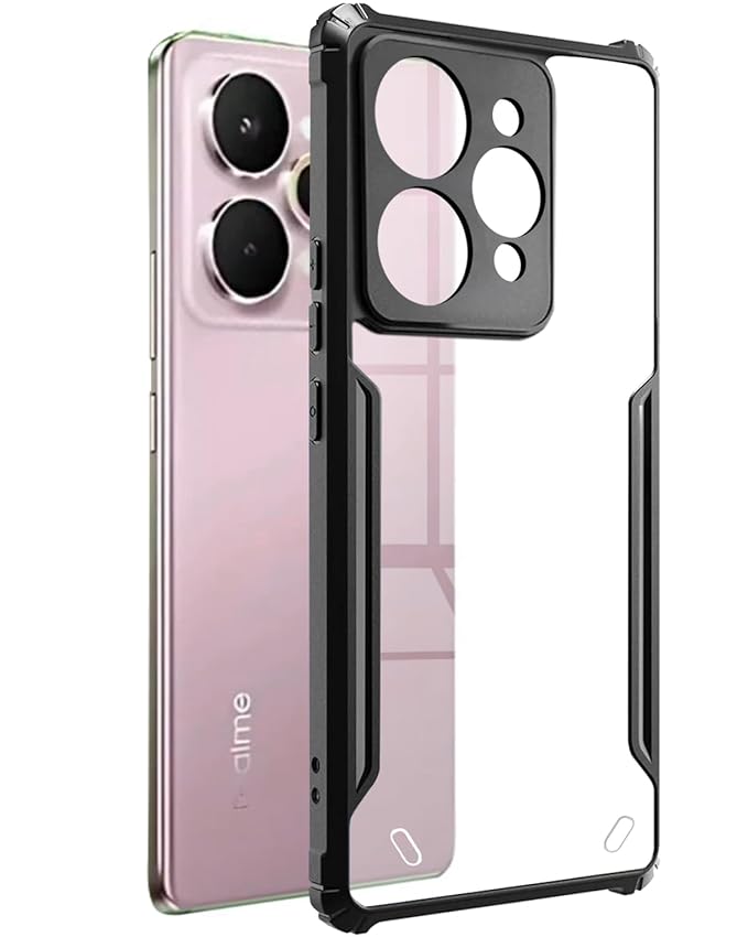 Realme 15 Back Cover | Transparent Crystal Clear Hard PC Back Case with TPU Bumper, Drop Protection Case Cover for Realme 15