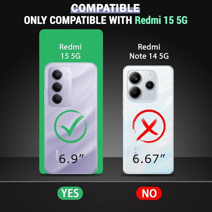 Shockproof Crystal Clear Back Cover Case for Mi Redmi 15 5G | 360 Degree Protection | Protective Design | Transparent Back Cover Case for Redmi 15 5G (PC & TPU, Black Bumper) Image 2