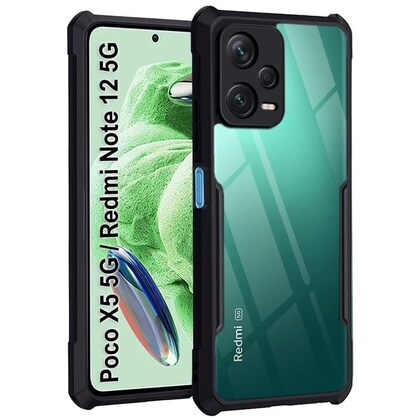 Shockproof Back Cover for Poco x5 5g (Transparent Black Border) I Back Cover for Redmi Note 12 5G - Buy Online at Indezaar