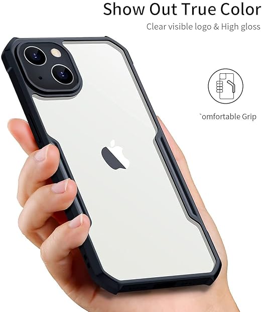Clear Transparent Back with Black Border, Premium TPU Bumper Back Cover for iPhone 14 Pro Image 3