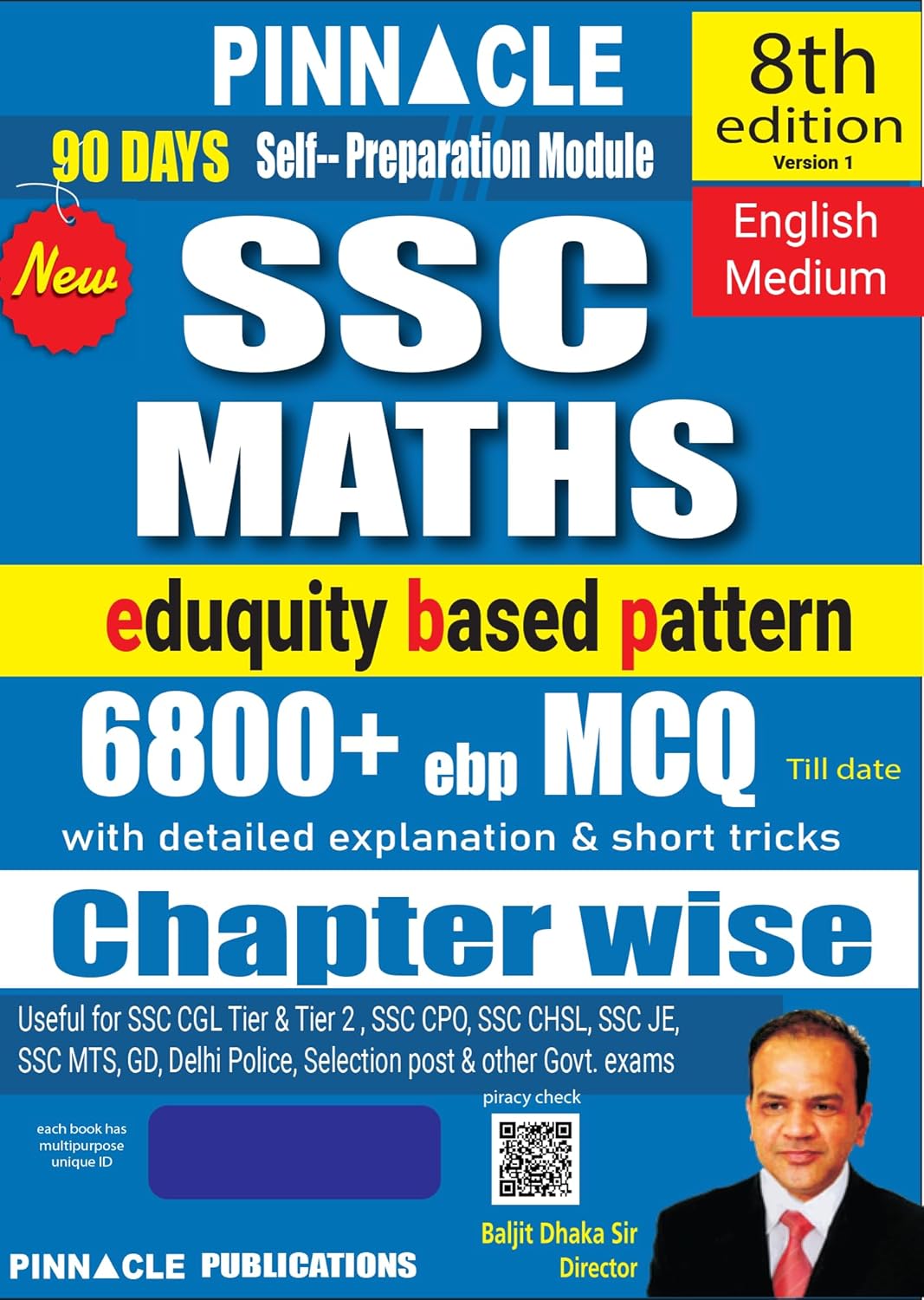 Pinnacle SSC Maths 6800+ EBP MCQ Book 2026 (English Medium) – 8th Edition | Eduquity-Based New Pattern - Buy Online at Indezaar