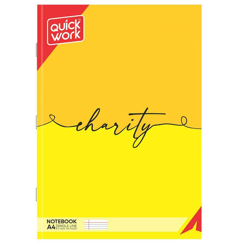 Quickwork A4 Binded Single Line Notebook – 140 Pages (Pack of 5) Image 2