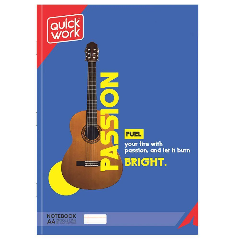 Quickwork A4 Binded Single Line Notebook – 140 Pages (Pack of 5) Image 5