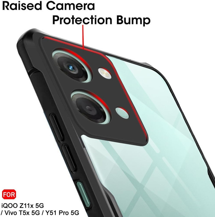 Back Cover for Vivo T5x 5G / Vivo Y51 Pro 5G / iQOO Z11x 5G – Black Dual Protection Case (Rubber + Plastic) Image 2