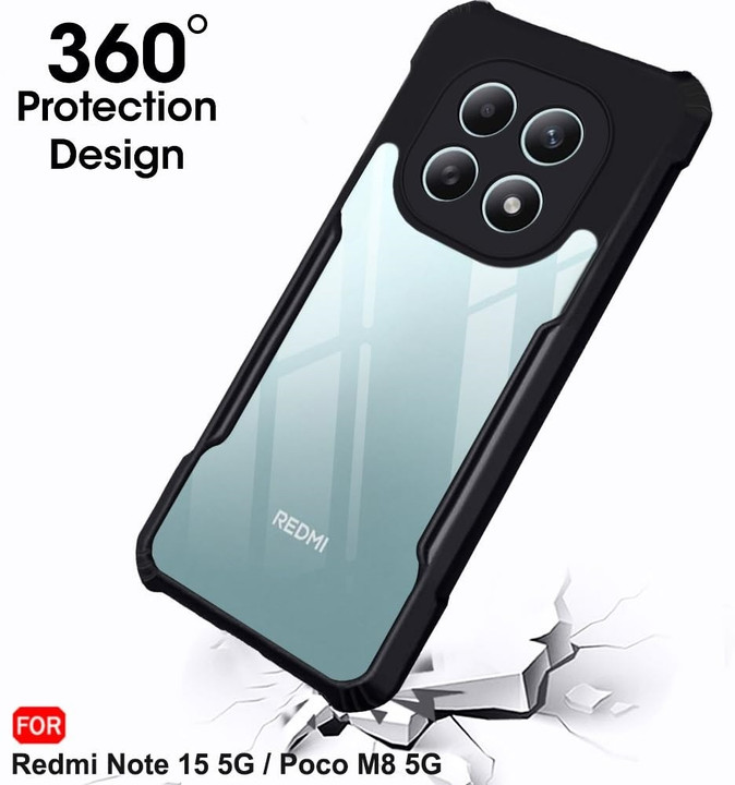 Back Cover for Redmi Note 15 5G / Poco M8 5G – Black Fiber Grip Case (Shockproof & Slim) Image 3